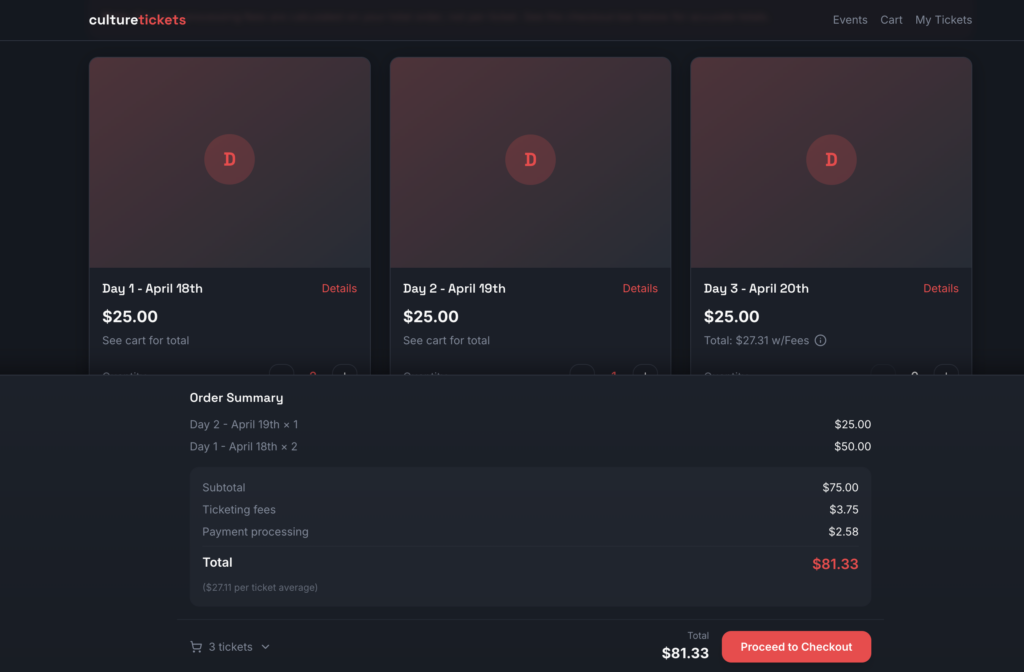 TicketBlox is your Enterprise Event Ticketing provider that shows your entire order breakdown and the All-In Price before you even Proceed to Checkout. This is an Event Promoter's dream come true!